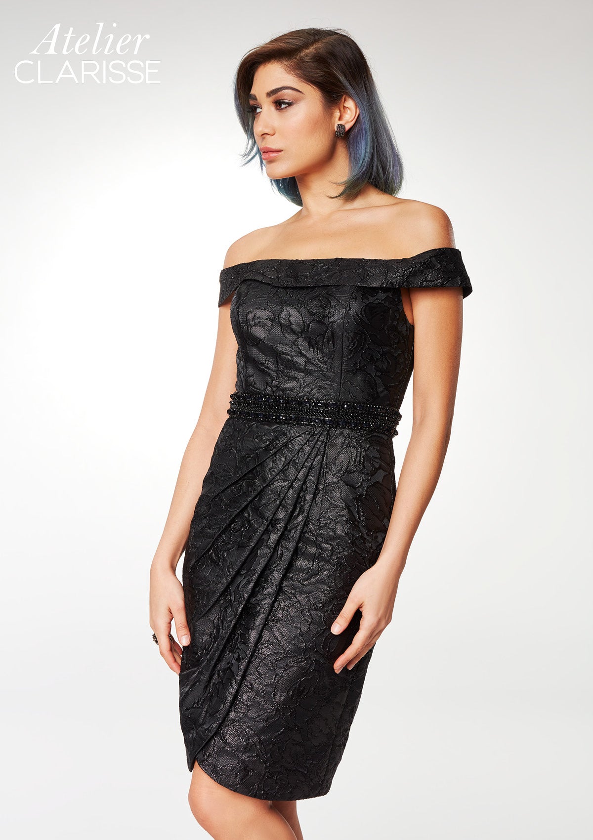 clarisse off the shoulder mini dress Clarisse 30407 Detachable Off-shoulder Straps Short Dress
