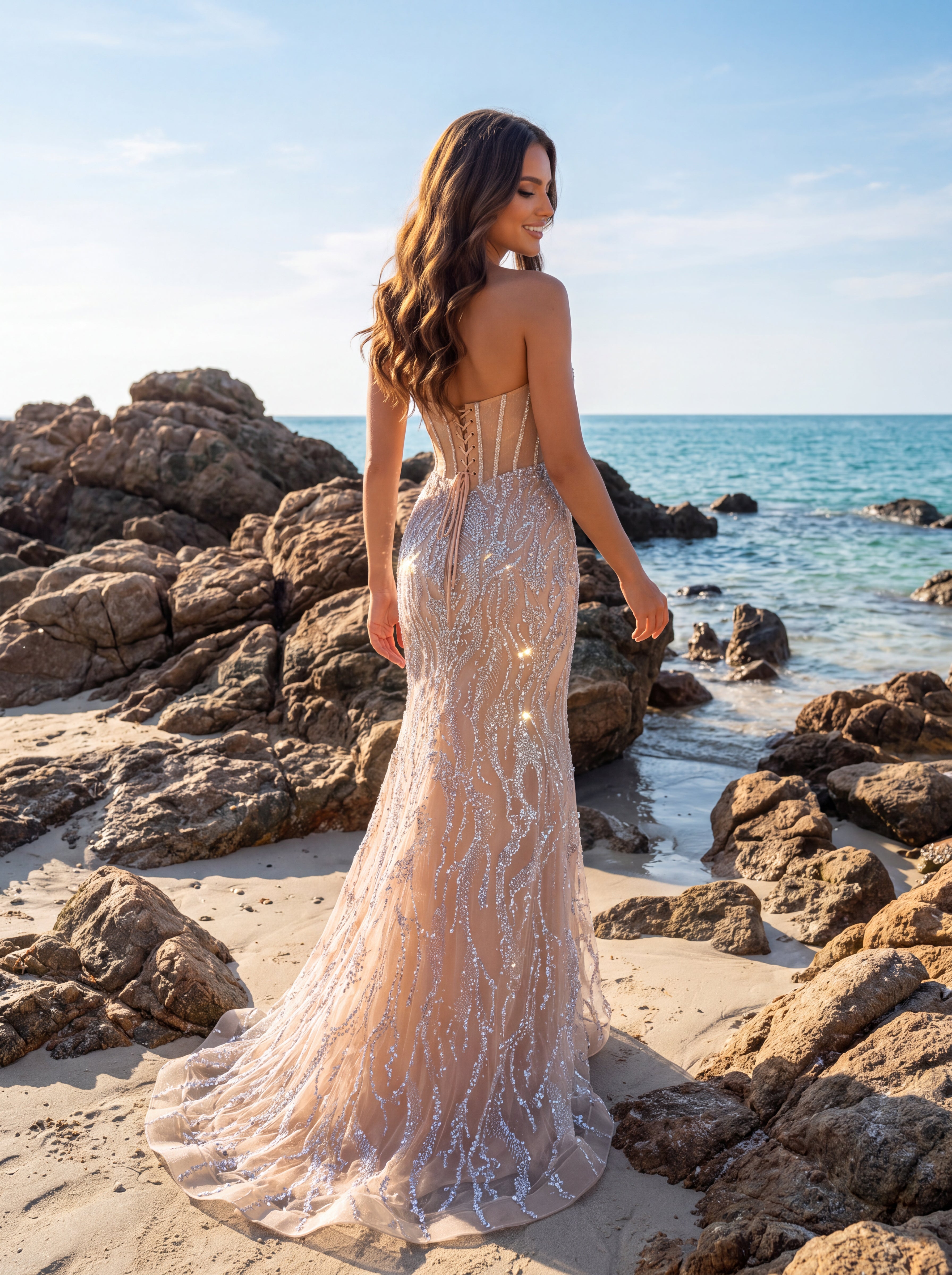 Clarisse 63114 Nude/Silver prom dress - view 2