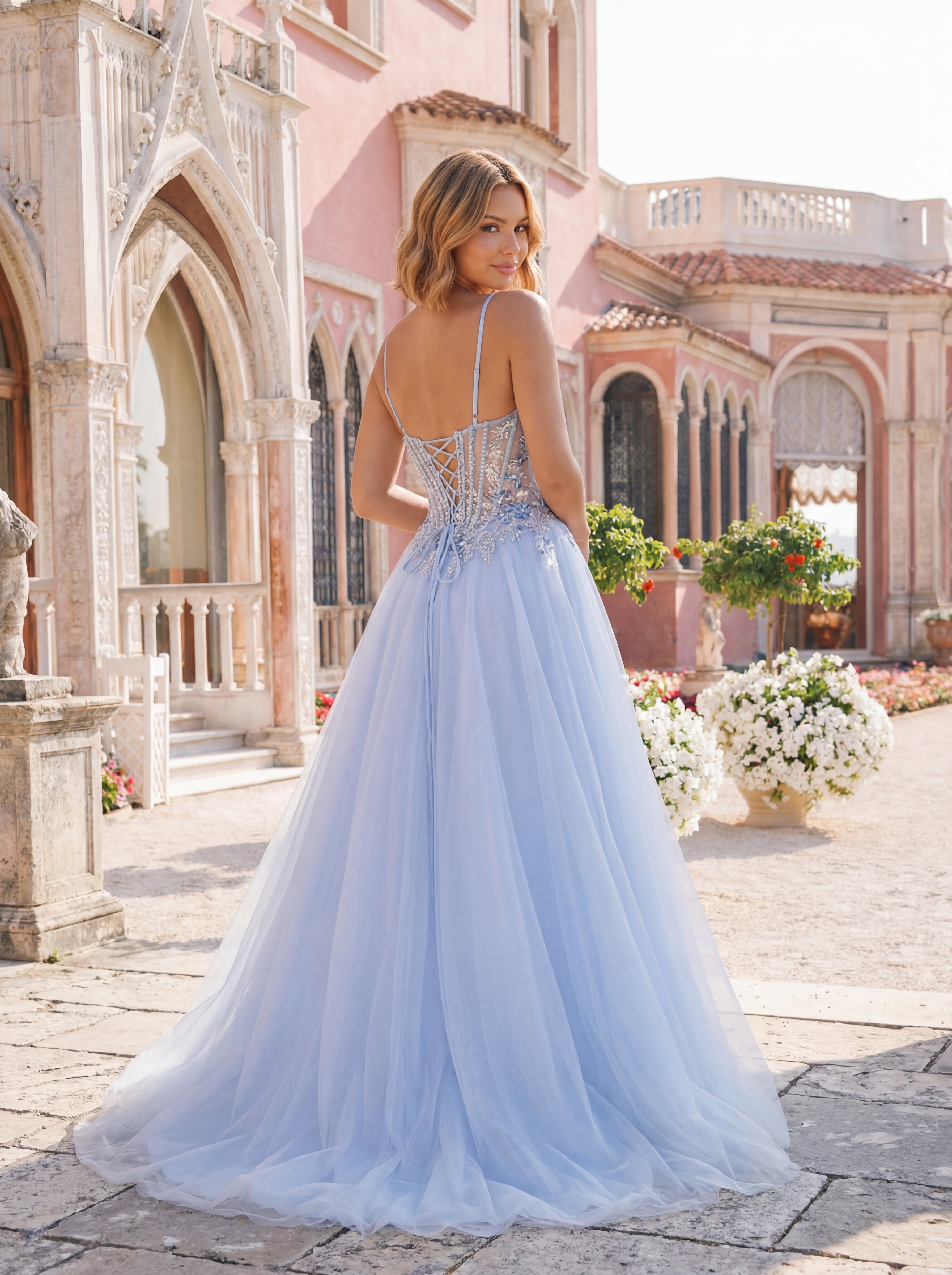 Clarisse 63117 Dusty Blue prom dress - view 3