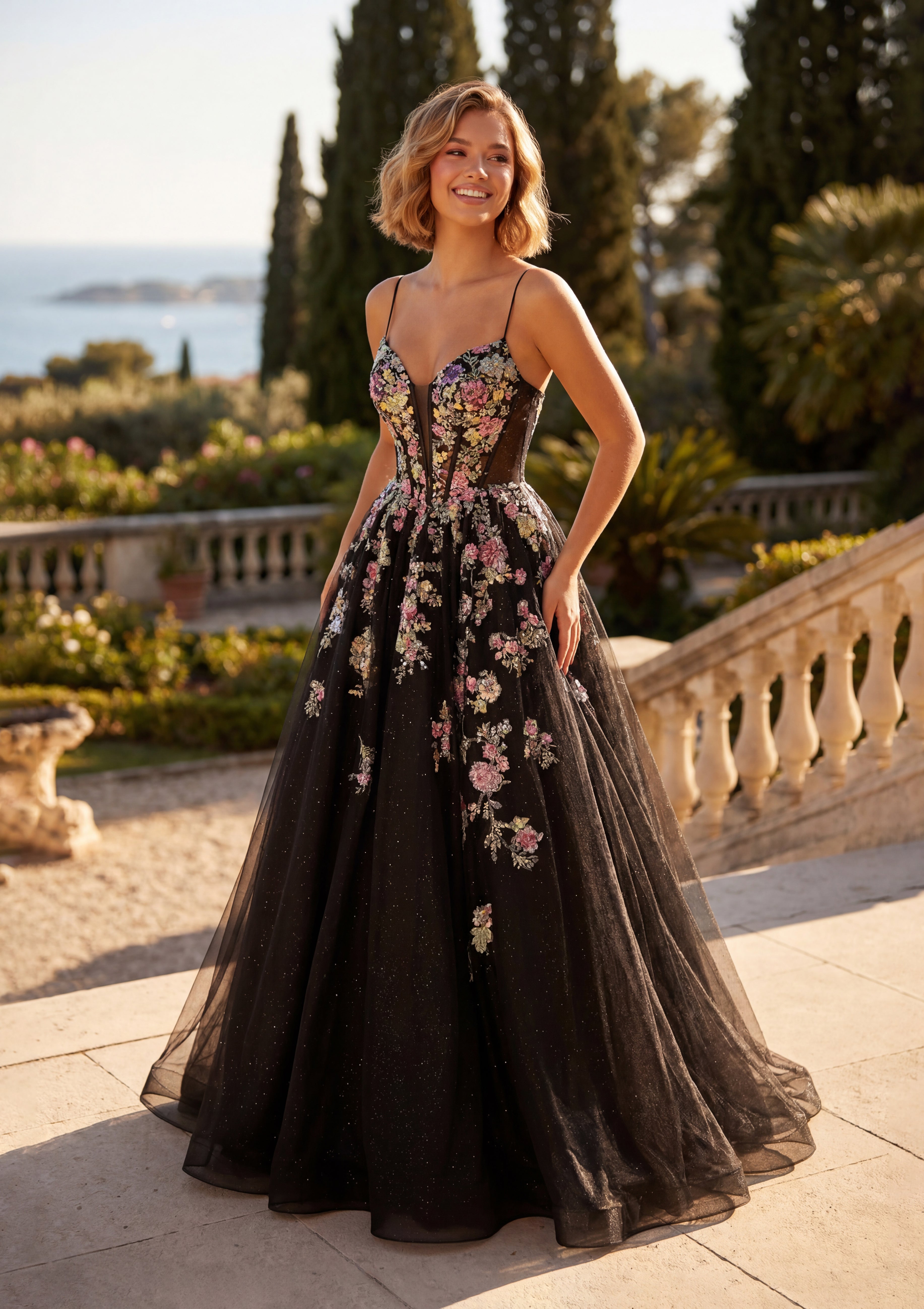 Clarisse 63121 Black Multi prom dress - view 4