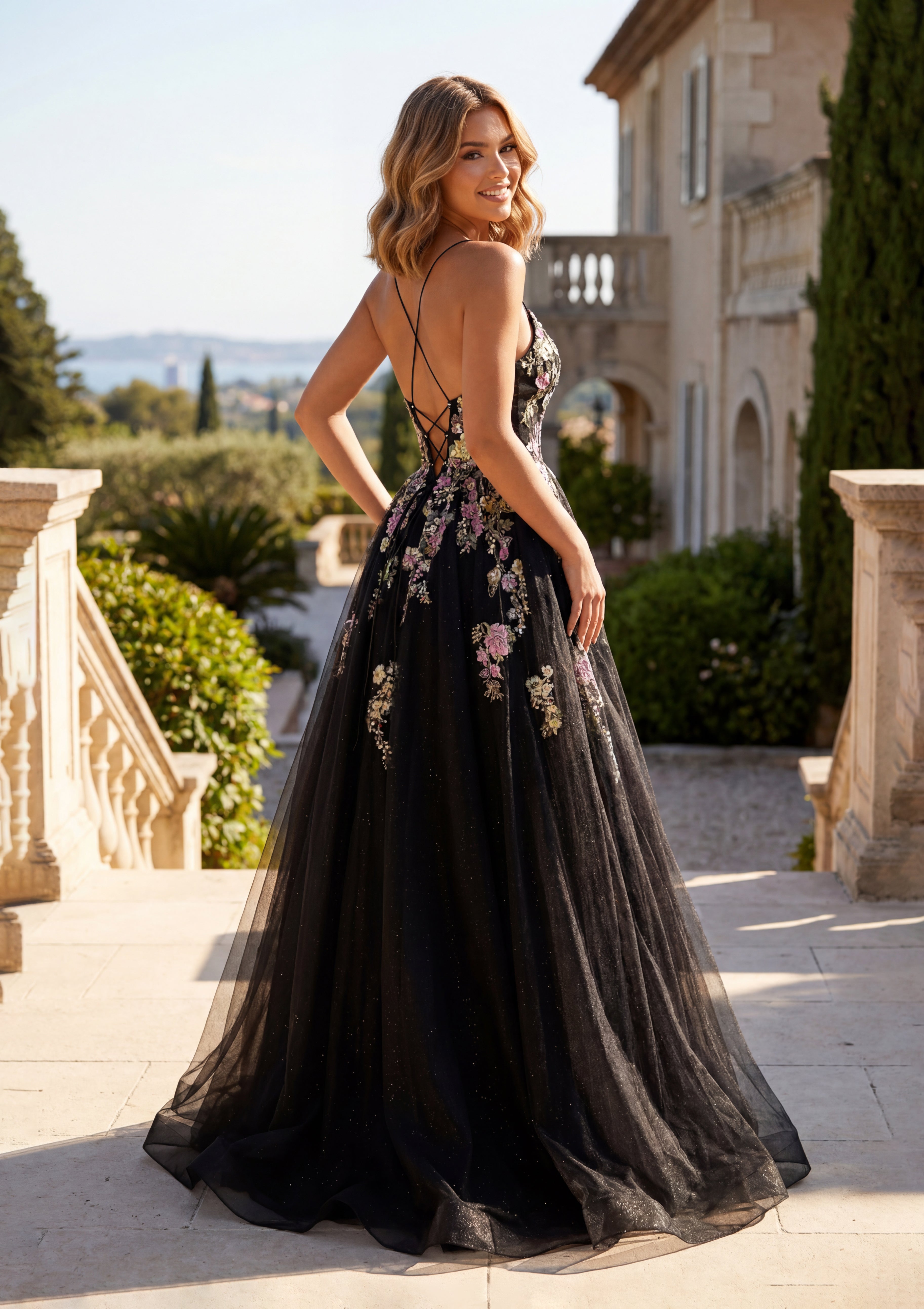 Clarisse 63121 Black Multi prom dress - view 3