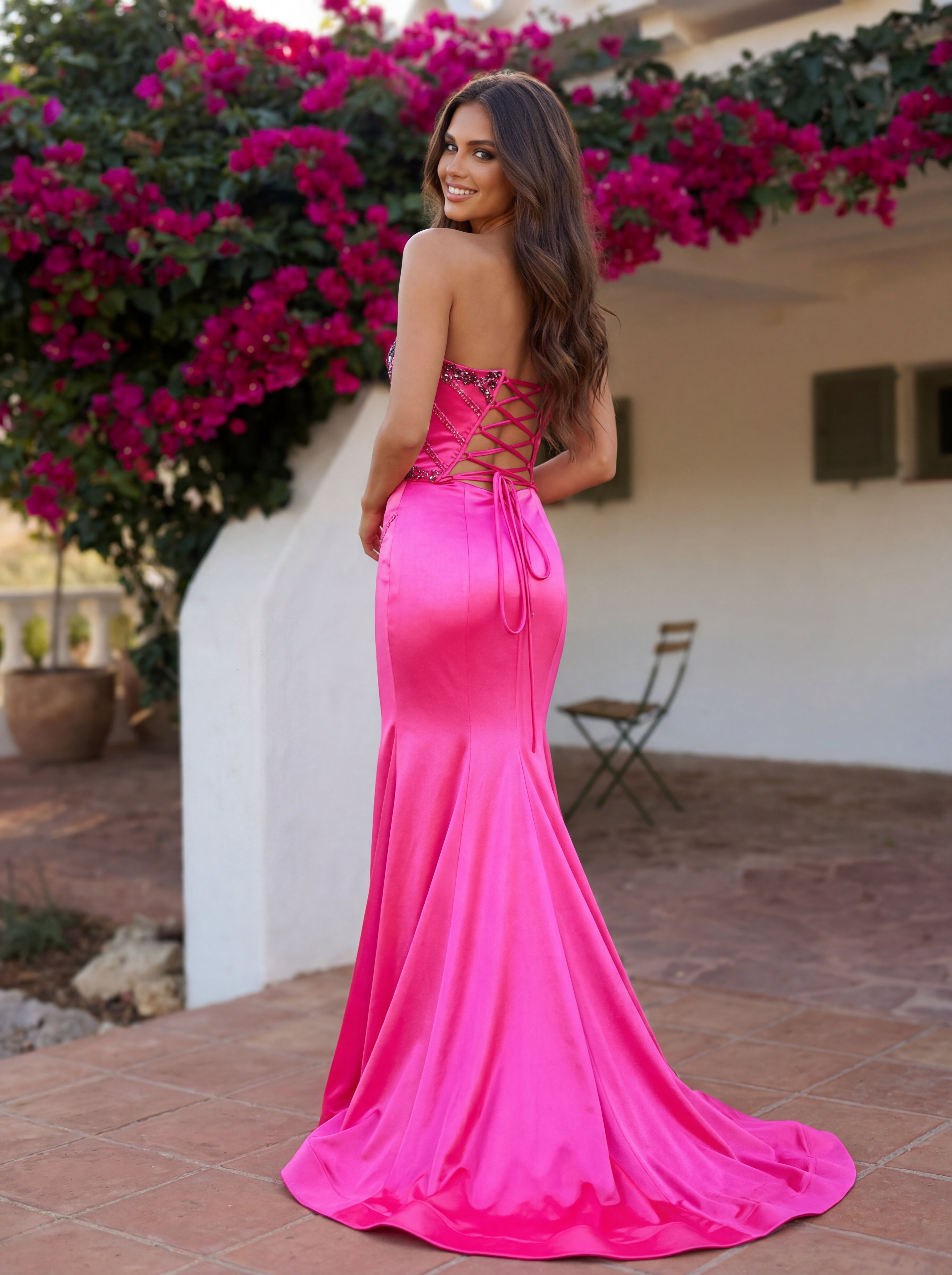 Clarisse 63124 Fuchsia prom dress - view 2