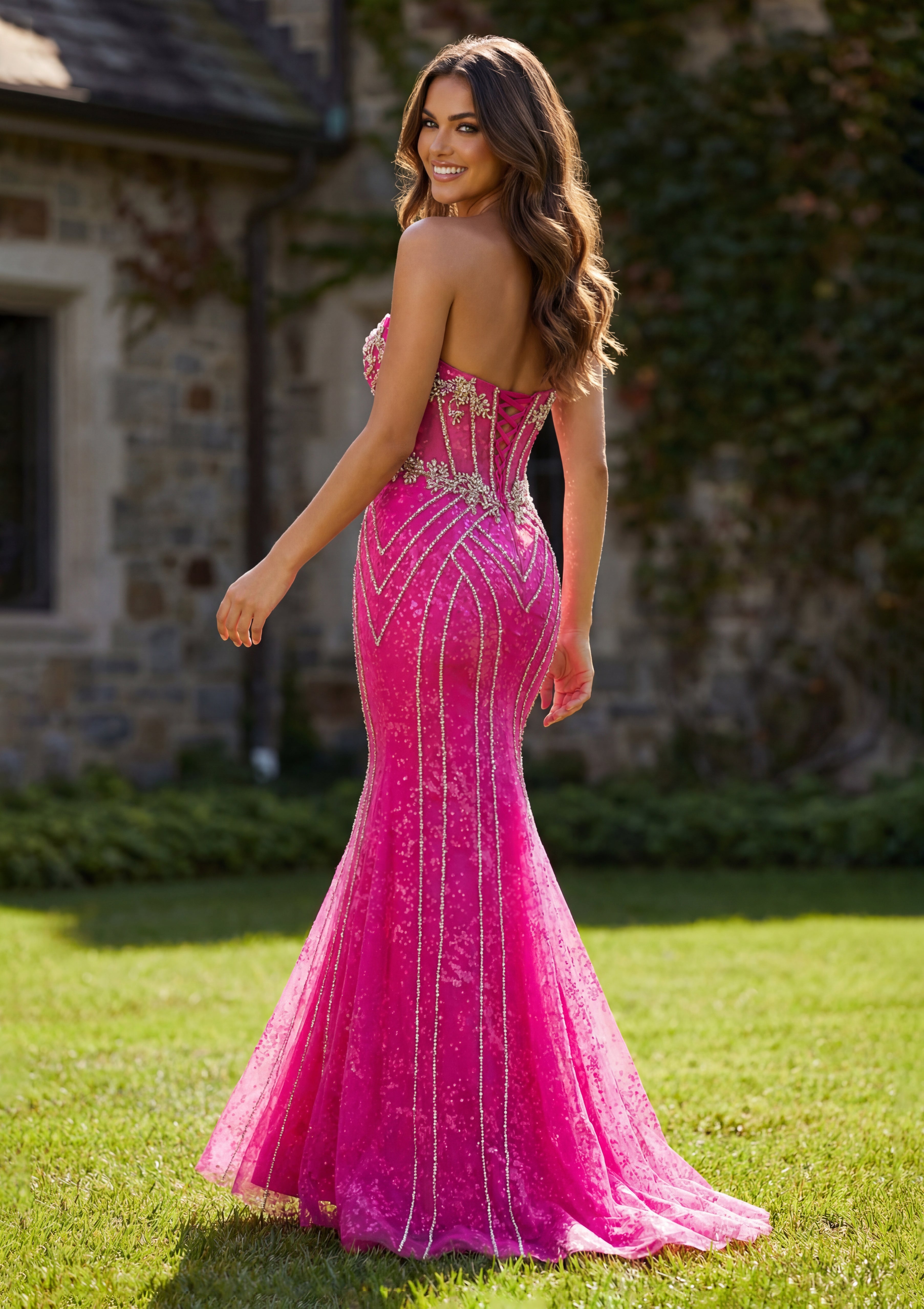Clarisse 63137 Electric Fuchsia prom dress - view 2